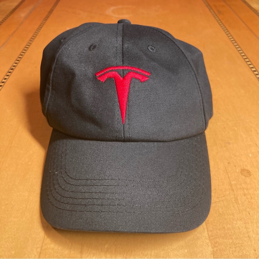 Tesla Black Cap with Red Logo